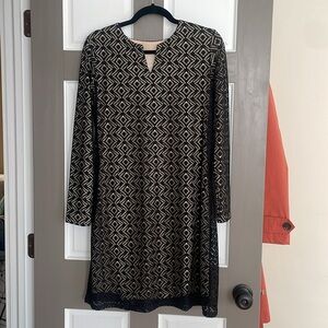 Coolibar Black Nude UPF 50+ Sun Protection Long Sleeve Lace Tunic Dress